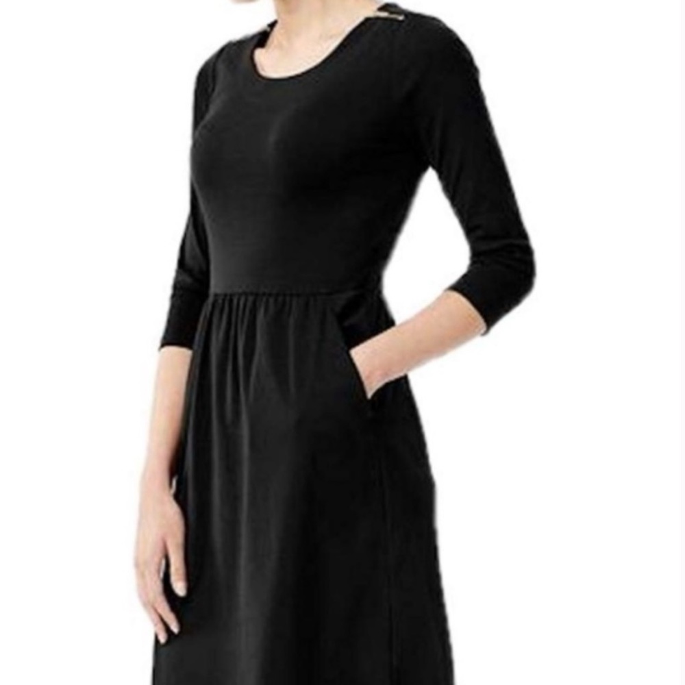 BODEN Black Janie Knit Zipper Detail A-line Pocketed Dress—SZ. 4R